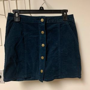 Teal Button-Up Pencil Skirt